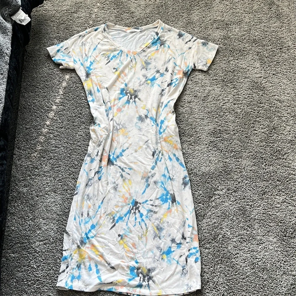 Taupe paint splatter dress - Picture 4 of 12